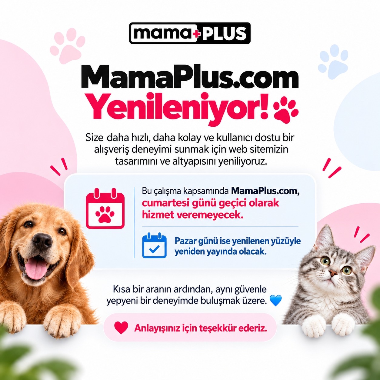 MamaPlus.com yenileniyor! Cumartesi günü geçici olarak hizmet veremeyecek, pazar günü yenilenen yüzüyle yeniden yayında olacak. Anlayışınız için teşekkür ederiz.