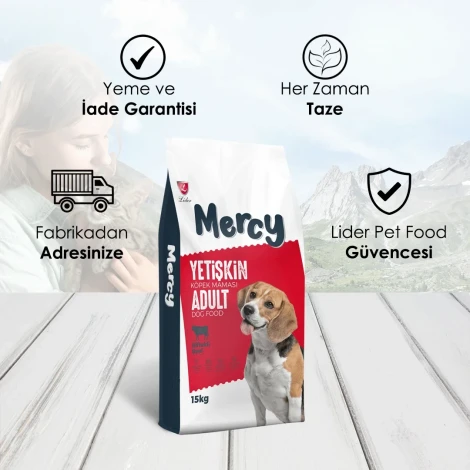 Mercy Biftekli Yetişkin Köpek Maması 15 Kg + Kuzu Etli + Dana Etli Ödül